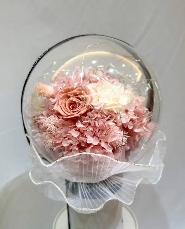 晶透永生乾燥花球|典雅玫瑰