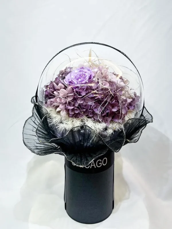 晶透永生乾燥花球|深紫永生花