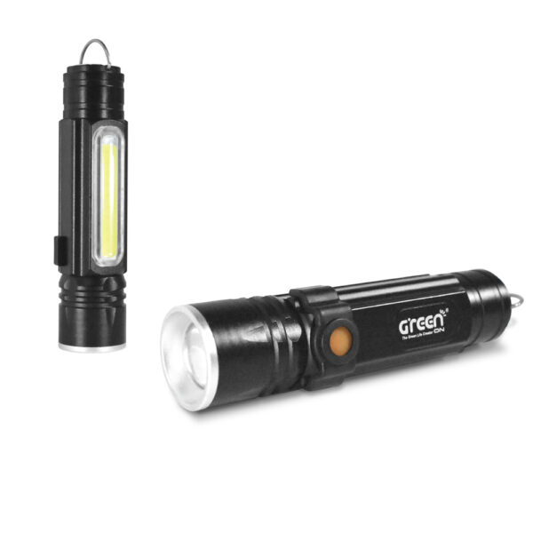 【GREENON】超強光USB工作LED手電筒(GSL-380) IPX6防水 強力磁鐵 吊環可佩掛