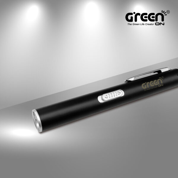 【GREENON】LED雙光源筆燈 筆夾式手電筒 白黃雙光源 USB充電 贈收納盒