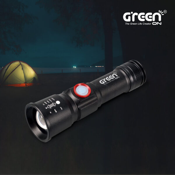 【GREENON】四核LED鋁合金手電筒(GSL100S) USB充電式 生活防水 颱風停電